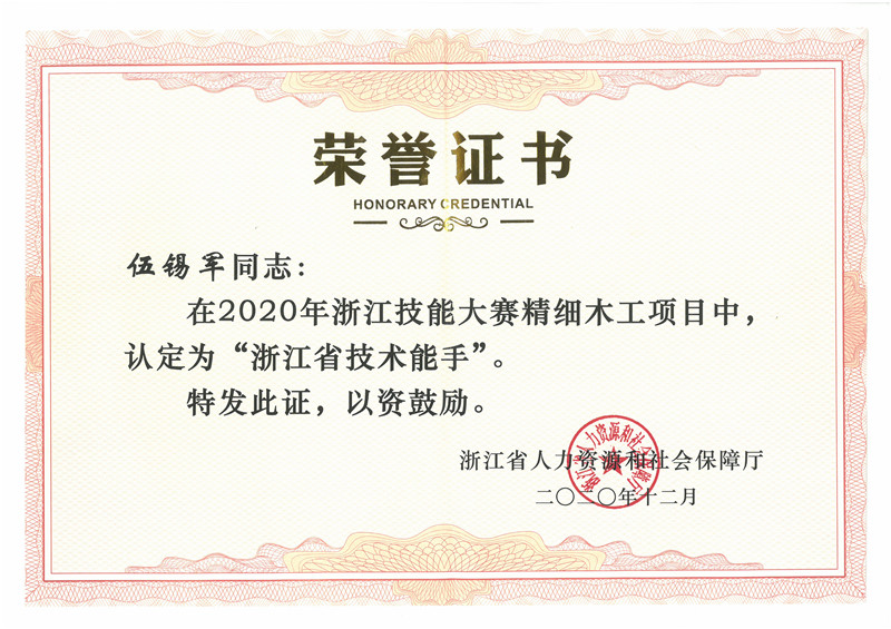 2020年浙江省技術(shù)能手